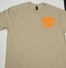 Load image into Gallery viewer, Anti-“Can’t” Pocket Tee – Spring ‘26 Edition (tan/neon orange)