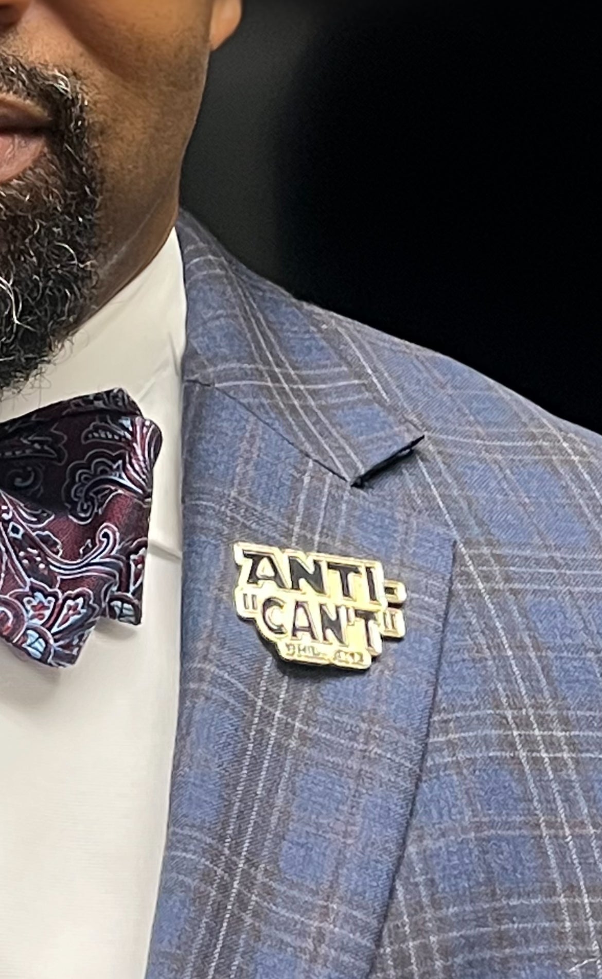 Anti-"Can’t" Black & Gold Lapel Pin